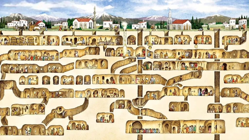 Explore the mysteries of Derinkuyu, the largest underground city housing 20,000 people. Delve into its rich history and ingenious design. Unearth a hidden world beneath Cappadocia's enchanting landscape.