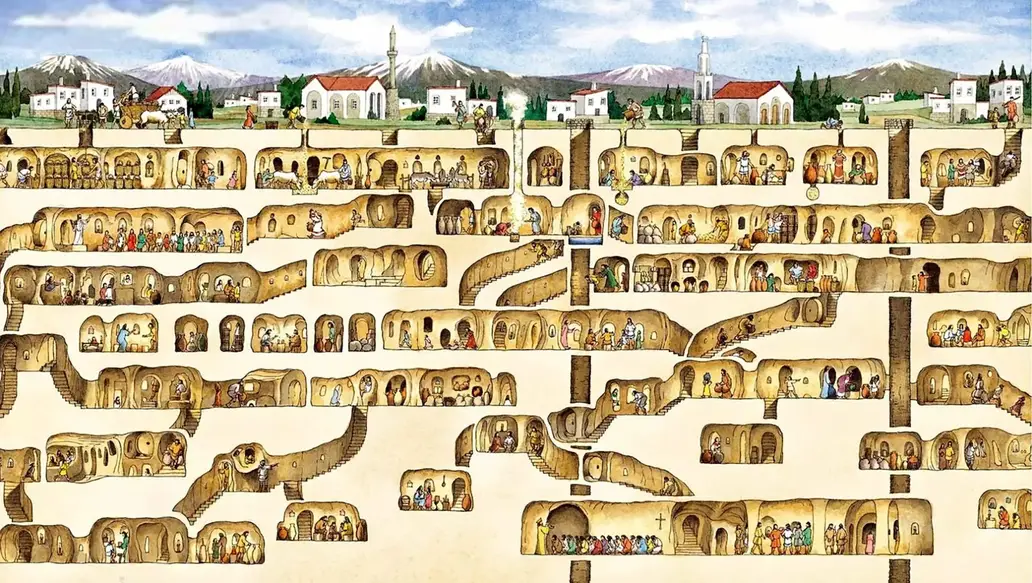 Explore the mysteries of Derinkuyu, the largest underground city housing 20,000 people. Delve into its rich history and ingenious design. Unearth a hidden world beneath Cappadocia's enchanting landscape.