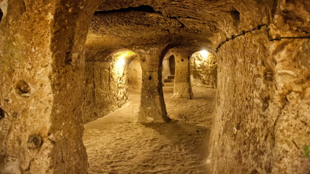 Explore the mysteries of Derinkuyu, the largest underground city housing 20,000 people. Delve into its rich history and ingenious design. Unearth a hidden world beneath Cappadocia's enchanting landscape.